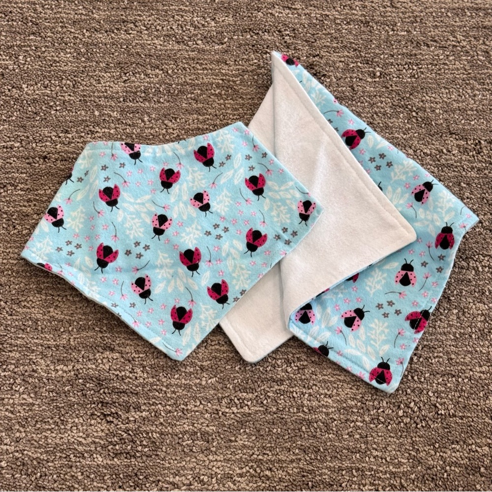 Cute Handmade Ladybug Baby Burp Cloth & Bib Set